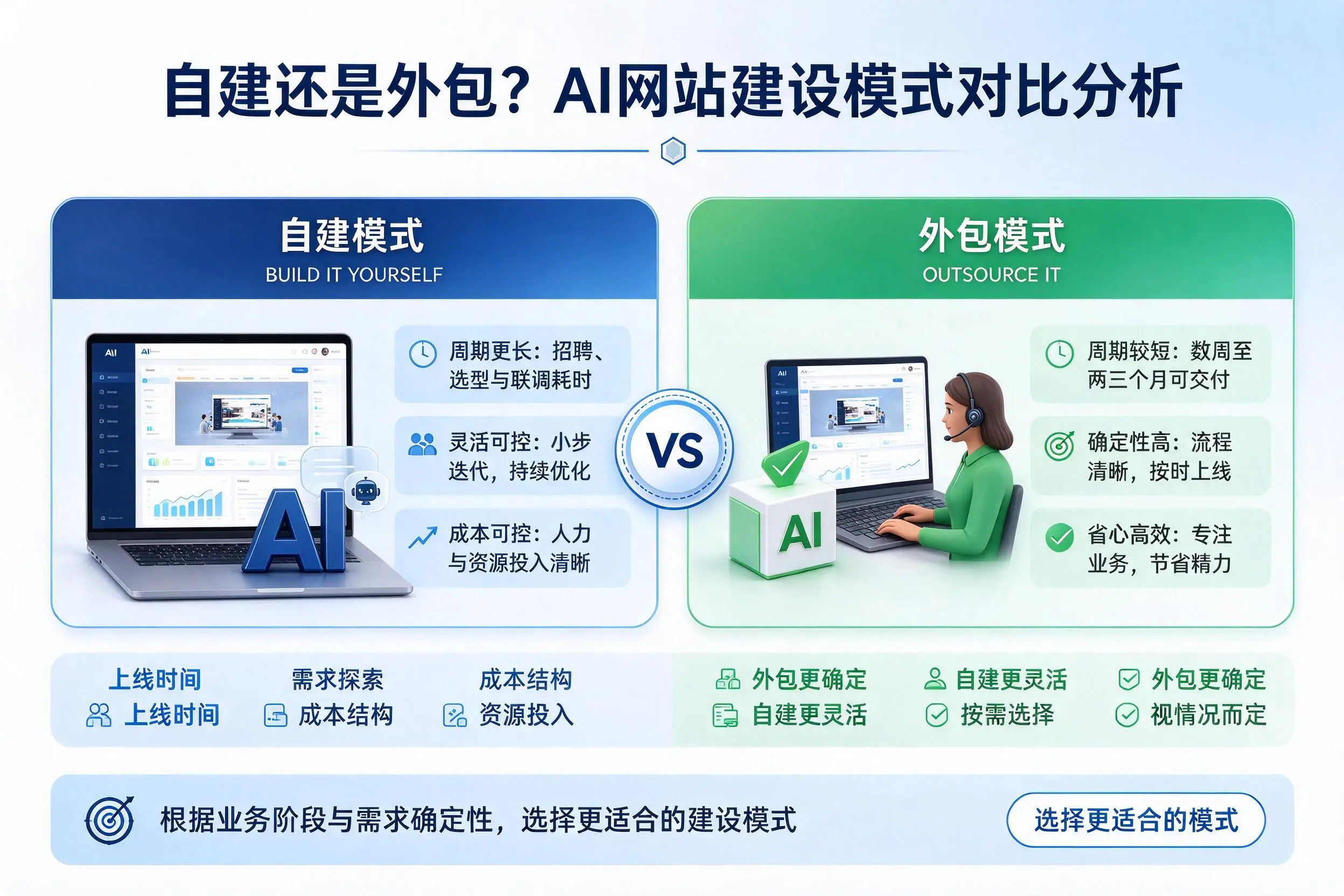 自建还是外包？张掖AI网站建设模式对比分析